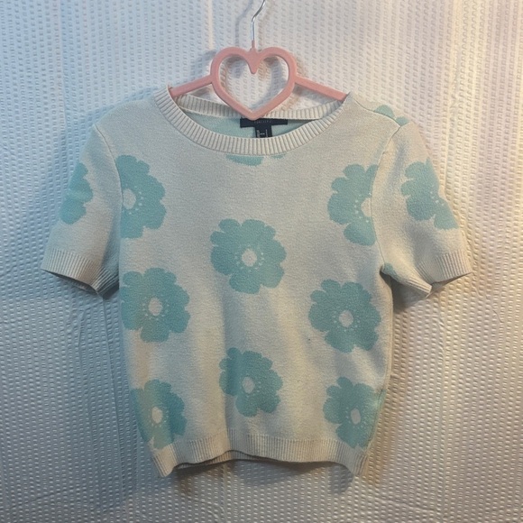 Forever 21 White and Teal Sweater - Picture 1 of 4